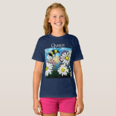 Whimsical Bumble Bee in Daisies gepersonaliseerd T-shirt (Voorkant volledig)