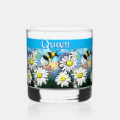 Whimsical Bumble Bee in Daisies gepersonaliseerd Whisky Glas (Achterkant)