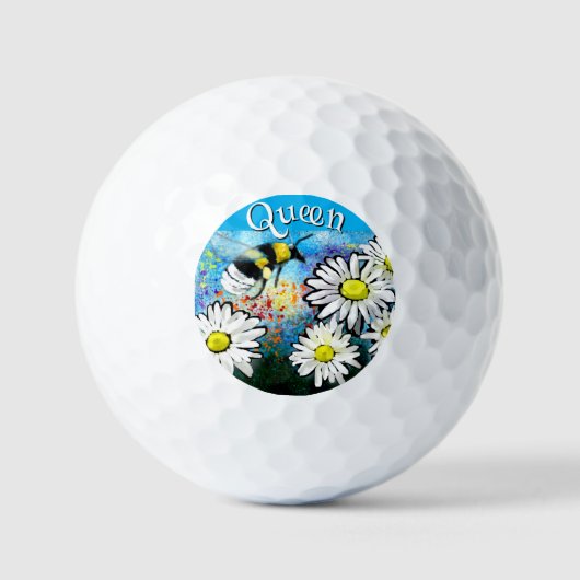 Whimsical Bumble Bee in Daisies Personalized Golfballen (Voorkant)