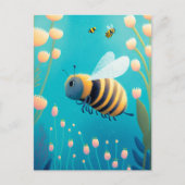 Whimsical Bumble Bees and Flowers Briefkaart (Voorkant)