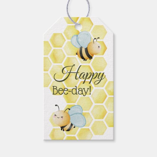 Whimsical Bumblebee Birthday Cadeaulabel (Voorkant)