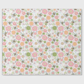 Whimsical Bumblebee Floral Cadeaupapier (Vlak)