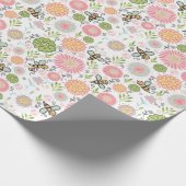 Whimsical Bumblebee Floral Cadeaupapier (Hoek)