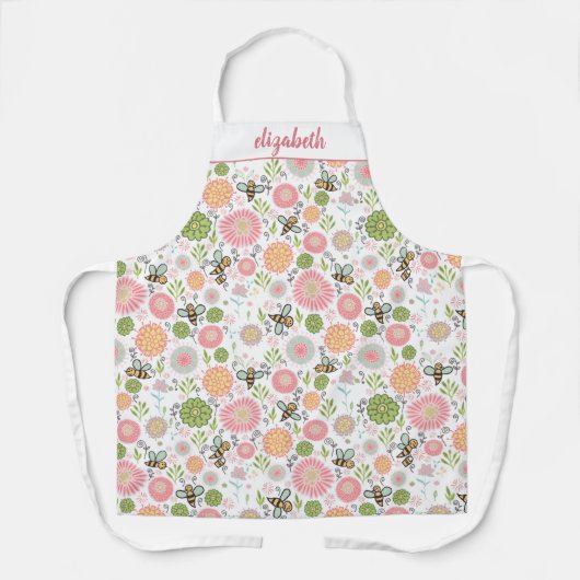 Whimsical Bumblebee Floral  Schort (Voorkant)