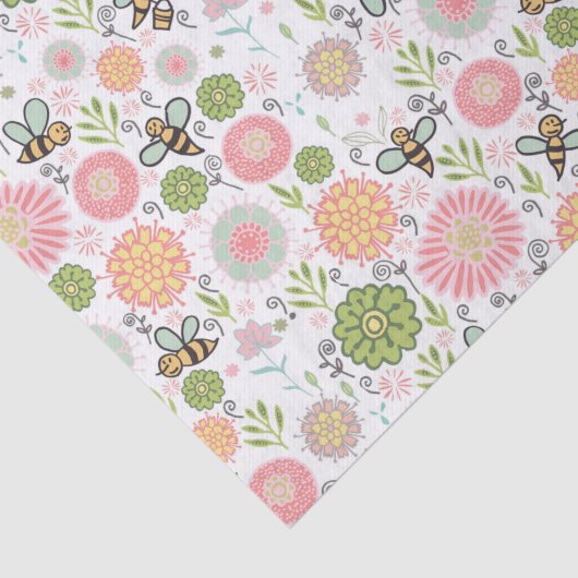 Whimsical Bumblebee Floral Tissuepapier (Detail)