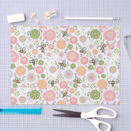 Whimsical Bumblebee Floral Tissuepapier (Craft)