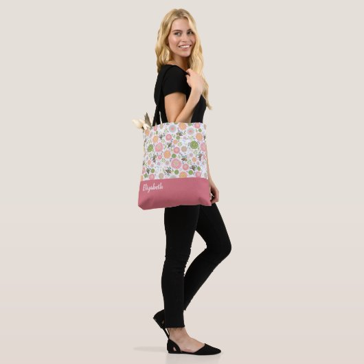 Whimsical Bumblebee Floral Tote Bag (Op model)