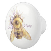 Whimsical Bumblebee & Wildflowers "Bee Happy" Keramische Knop (Rechts)