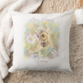 Whimsical Bumblebee & Wildflowers "Bee Happy" Kussen (Deken)