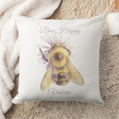 Whimsical Bumblebee & Wildflowers "Bee Happy" Kussen (Deken)