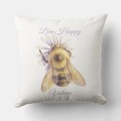 Whimsical Bumblebee & Wildflowers "Bee Happy" Kussen (Achterkant)