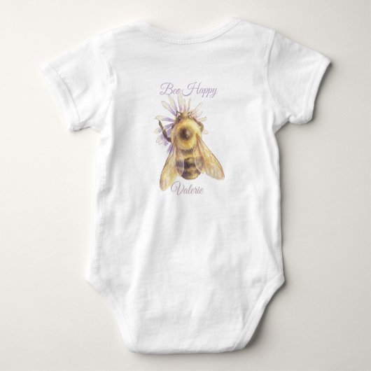 Whimsical Bumblebee & Wildflowers "Bee Happy" Romper (Achterkant)