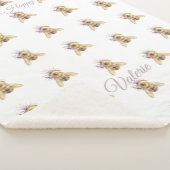 Whimsical Bumblebee & Wildflowers "Bee Happy" Sherpa Deken (3/4)