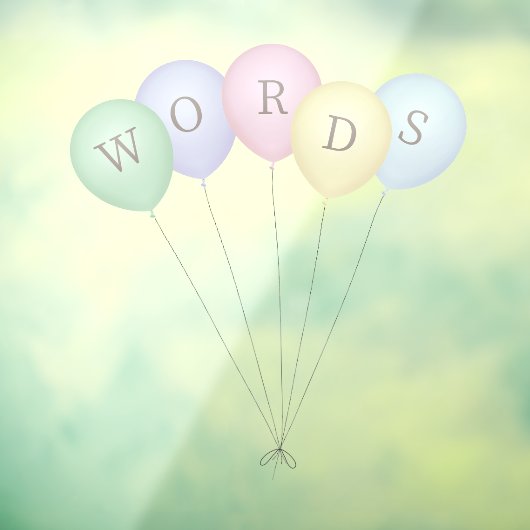 Whimsical Bunch van 5 pastballonnen aangepaste tek Raamsticker (Vel 3)