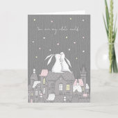 Whimsical Bunnies op Rooftop Partner Liefde Feestdagen Kaart (Voorkant)