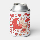 Whimsical Bunny and Bear Moon Heart Can Cooler (Blikje Voorkant)
