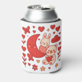 Whimsical Bunny and Bear Moon Heart Can Cooler (Blikje Achterkant)