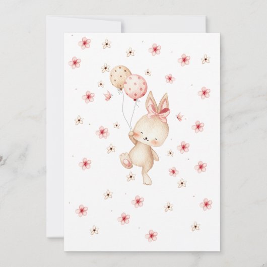 Whimsical Bunny Baby shower Invitation Kaart (Achterkant)