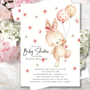 Whimsical Bunny Baby shower Invitation Kaart