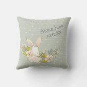 Whimsical Bunny Balloons en Flowers Baby Kussen (Achterkant)