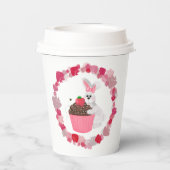 Whimsical Bunny, Bee & Strawberry Cupcake Verjaard Papieren Bekers (Achterkant)