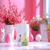 Whimsical Bunny & Bird in Bloom – Schattigee voorj Grote Koffiekop