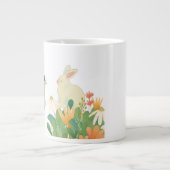 Whimsical Bunny & Bird in Bloom – Schattigee voorj Grote Koffiekop (Voorkant)