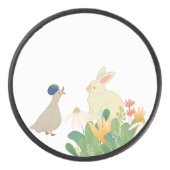 Whimsical Bunny & Bird in Bloom – Schattigee voorj Hockey Puck (Voorkant)