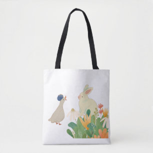 Whimsical Bunny & Bird in Bloom – Schattigee voorj Tote Bag
