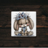 Whimsical Bunny Blauwe Kerstmagneet Magneet