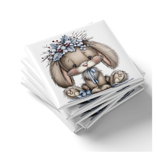 Whimsical Bunny Blauwe Kerstmagneet Magneet