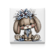 Whimsical Bunny Blauwe Kerstmagneet Magneet