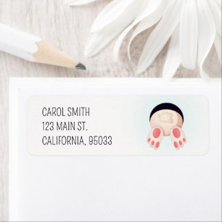 Whimsical Bunny Butt Diving Cute Rabbit Art Etiket