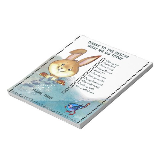 Whimsical Bunny Chore Chart Notepad | Kids  Notitieblok (Linkerzijde)