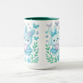 Whimsical Bunny Couple Ceramic Mug Mok (Midden)