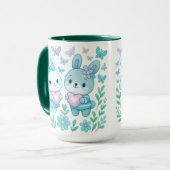 Whimsical Bunny Couple Ceramic Mug Mok (Voorkant links)