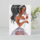 Whimsical Bunny Easter Birthday Cocktail Girl Folie Uitnodiging (Staand Voorkant)