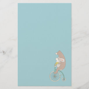 Whimsical Bunny en Beer Riding a Bike Briefpapier