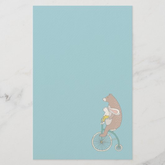 Whimsical Bunny en Beer Riding a Bike Briefpapier (Voorkant)