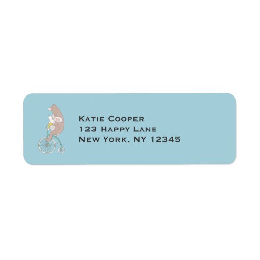 Whimsical Bunny en Beer Riding a Bike Etiket (Voorkant)