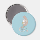 Whimsical Bunny en Beer Riding a Bike Magneet (Voorkant / Achterkant)