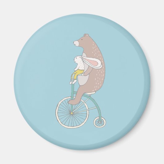 Whimsical Bunny en Beer Riding a Bike Magneet (Voorkant)