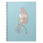 Whimsical Bunny en Beer Riding a Bike Notitieboek (Voorkant)