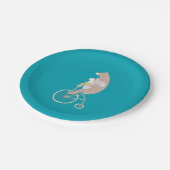 Whimsical Bunny en Beer Riding a Bike Papieren Bordje (Gekanteld)