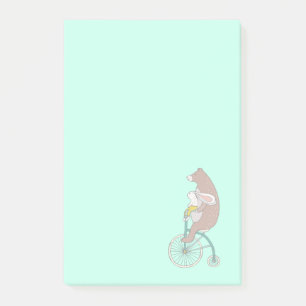 Whimsical Bunny en Beer Riding a Bike Post-it® Notes