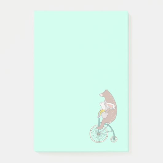 Whimsical Bunny en Beer Riding a Bike Post-it® Notes (Voorkant)