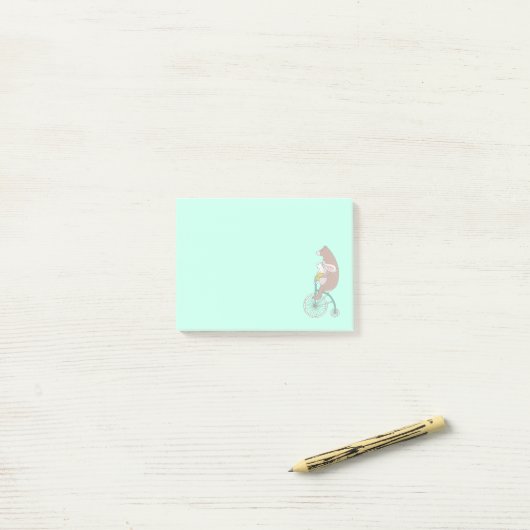 Whimsical Bunny en Beer Riding a Bike Post-it® Notes (Op bureau)