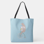 Whimsical Bunny en Beer Riding a Bike Tote Bag (Achterkant)