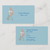 Whimsical Bunny en Beer Riding a Bike Visitekaartje (Voorkant / Achterkant)
