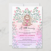 Whimsical Bunny Floral Baby shower Kaart (Voorkant)